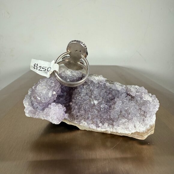 Silver Ring with Amber and Garnet Double Gemstone Jewelry  Size 9 - Picture 3 of 5